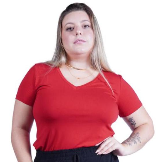 Imagem de Blusinha Básica Vermelha Feminina Fresquinha Confortável