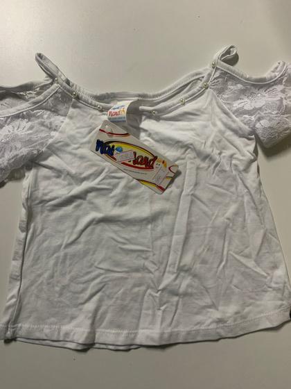 Imagem de Blusinha Bebê Infantil de Malha com Lycra e Manguinhas com Renda 02 Anos