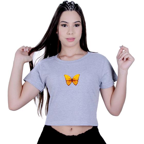 Imagem de Blusinha Cropped Algodão Borboleta Laranja