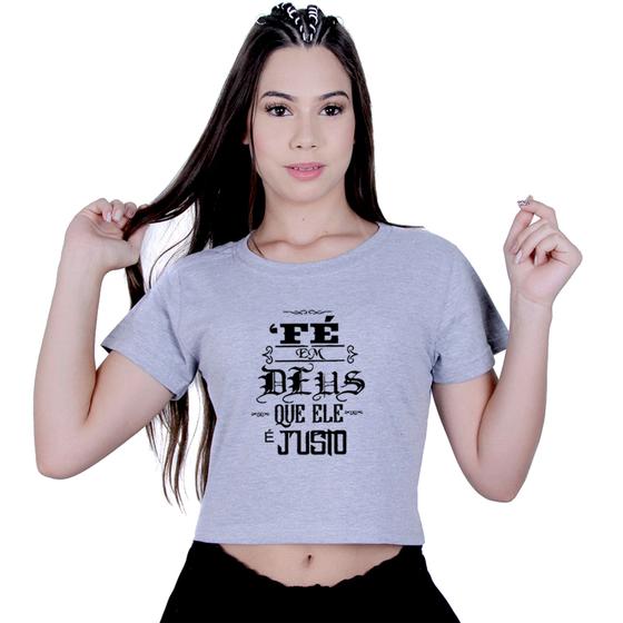 Imagem de Blusinha Cropped Algodão Fé em Deus Racionais Mcs