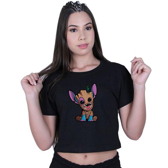 Imagem de Blusinha Cropped Algodão Lilo Stitch Baby Groot