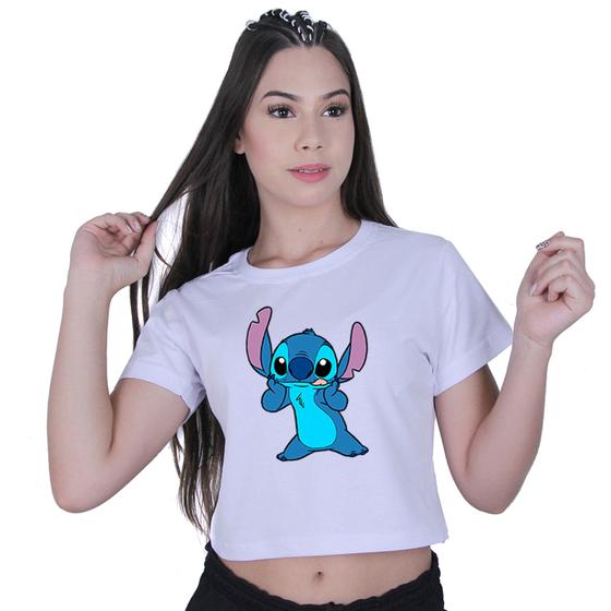 Imagem de Blusinha Cropped Algodão Lilo Stitch Linguinha