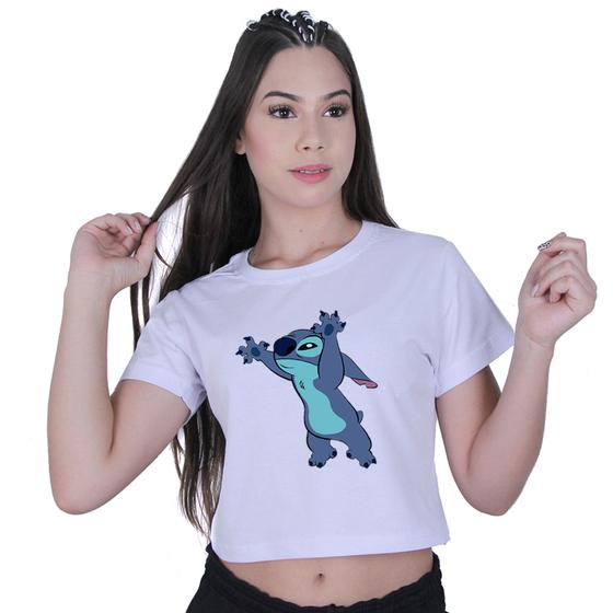 Imagem de Blusinha Cropped Algodão Lilo Stitch Susto