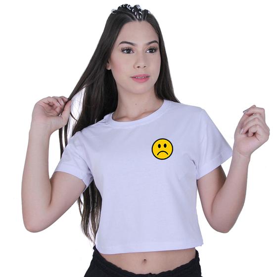 Imagem de Blusinha Cropped Algodão Sad Smile Bad Tumblr