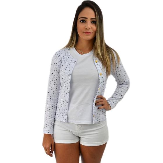 Imagem de Blusinha Feminina Cardigan Cinza de Manga Longa em Algodão