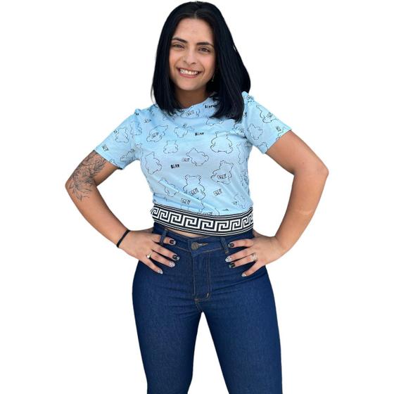 Imagem de Blusinha feminina t-shirt cropped premium ursinho