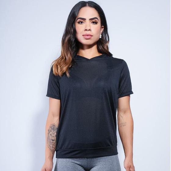 Imagem de Blusinha Fitness Dry Fit Mescla com Capuz Moda Fitness