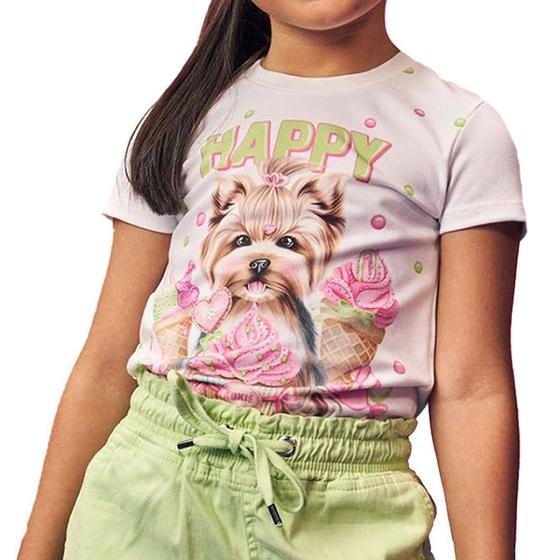 Imagem de Blusinha Infantil Feminina Kukiê Cachorinho Branca Off 74388