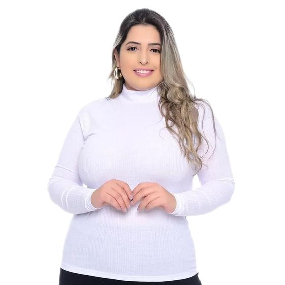 Imagem de Blusinha Plus Size Cacharrel Fina Canelada Tecido Premium