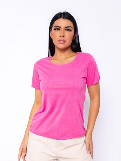 Imagem de Blusinha Suede Manga Curta Feminina T-Shirt Camiseta Moda Super Fashion