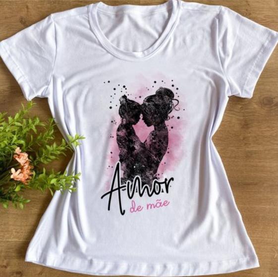 Imagem de Blusinha T-shirt Feminina Branca Mãe e Filha fundo Rosa