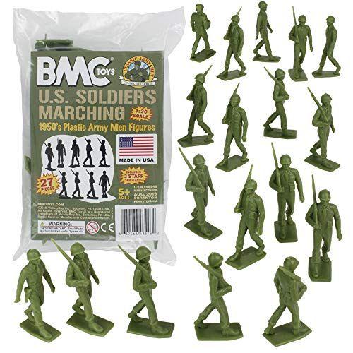 Imagem de BMC Marx Plastic Army Men Marching US Soldiers - Verde 27pc WW2 Figuras US Made