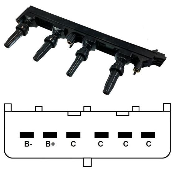 Imagem de Bobina Ignicao C4 C5 C8 307 407 807 Expert 6 Pino 9656695780 215977164 597087 597092 Sem Modulo