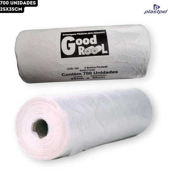 Imagem de Bobina Picotada Saco Plástico Grosso Açougue Solda Fundo Good Rool Plastpel - 25x35cm - RL 700 Unidades