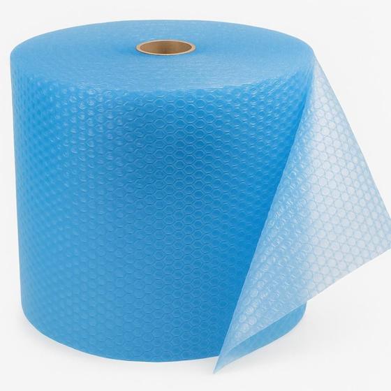 Imagem de bobina plastico bolha reforçado 40cm x100metros azul 35micras