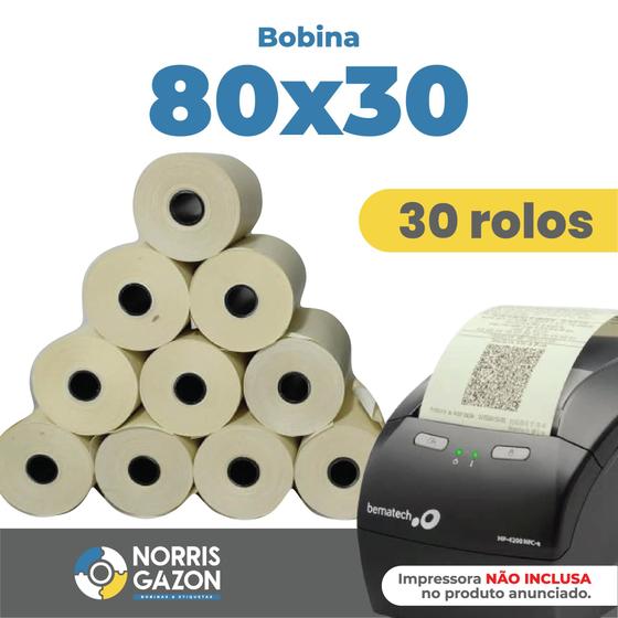 Bobina Termica 80x30 caixa com 30 rolos Menor preço em Bobina Termica 80x30 caixa com 30 rolos