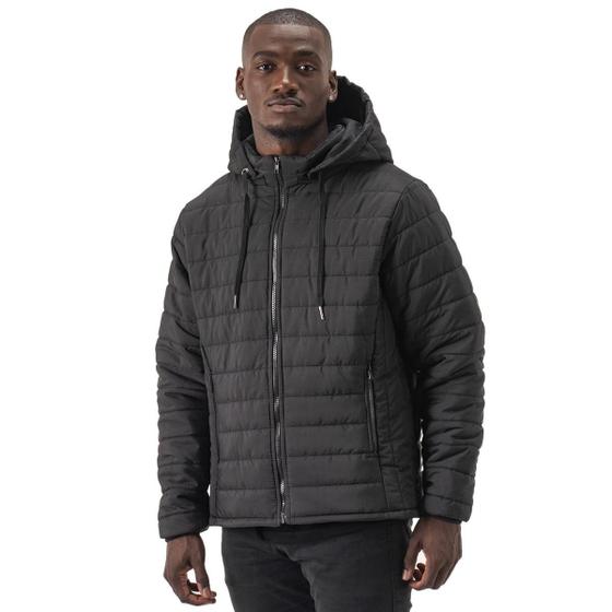 Imagem de Bobojaco Masculino Com Capuz Jaqueta Puffer Forrada Com Bolso Gominho Para Frio Inverno Quentinho