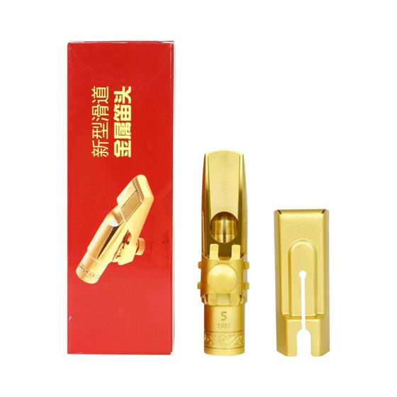Imagem de Bocal de Saxofone Alto Dourado Fosco 5C/6C/7C/8C com Tampa Deslizante