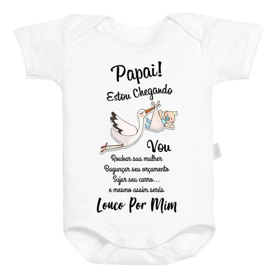 Imagem de Body Baby Personalizado Surpresa Papai cegonha Com Bebê