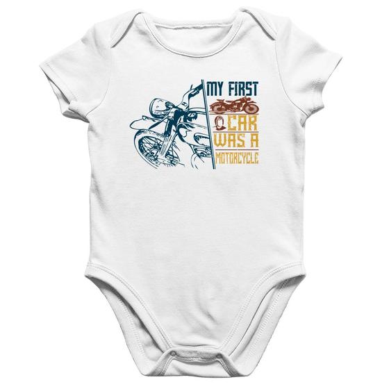 Imagem de Body Bebê Algodão My First Car Was A Motorcycle - Foca na Moda
