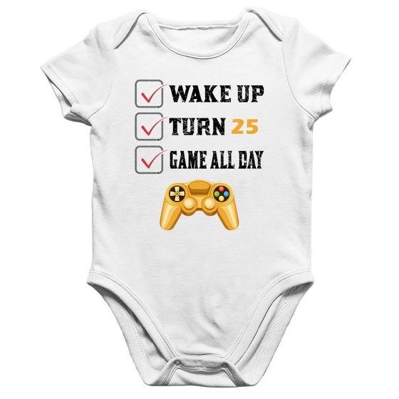 Imagem de Body Bebê Algodão Wake Up, Turn 25, Game All Day - Foca na Moda