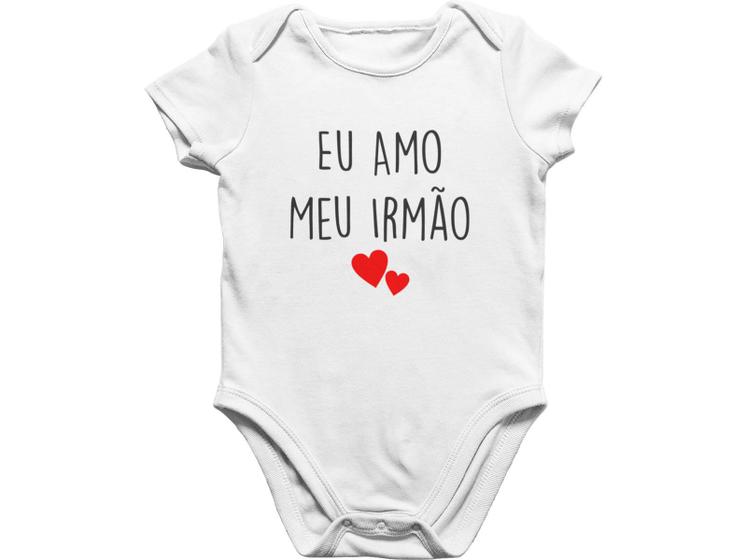 Imagem de Body Bebê Amo meu Irmão Frases Promovido Divertidas Bodies Engraçados Branca