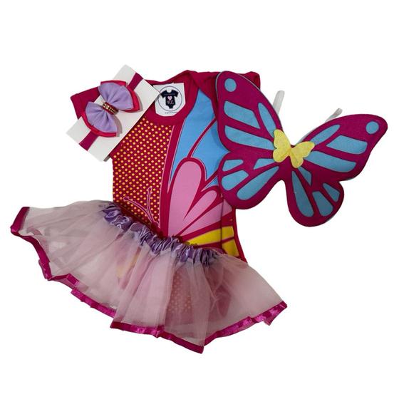 Imagem de Body Bebe Borboleta + Laço + Saia de Tule+ ASA Temático Mesversário