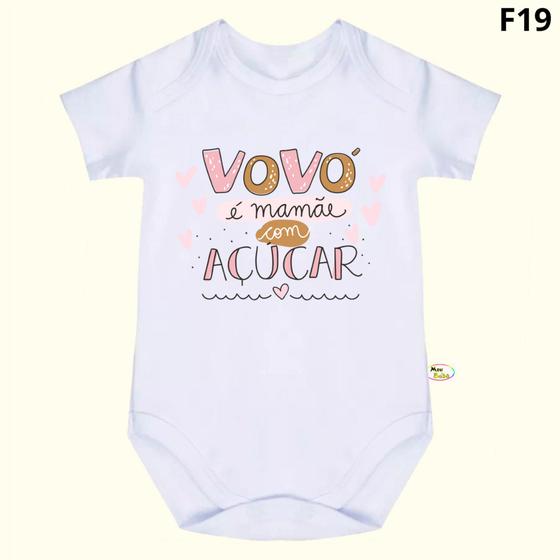 Imagem de Body Bebê Frases Vovó é mamãe com açúcar F19
