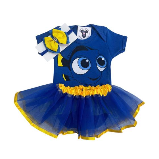 Imagem de Body Bebe Menina Dory + Laço + Saia de Tule - Temático