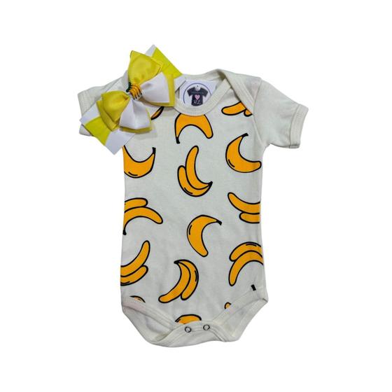 Imagem de Body Bebe Menina Frutinha  Banana  + Laço - Mesversário Temático