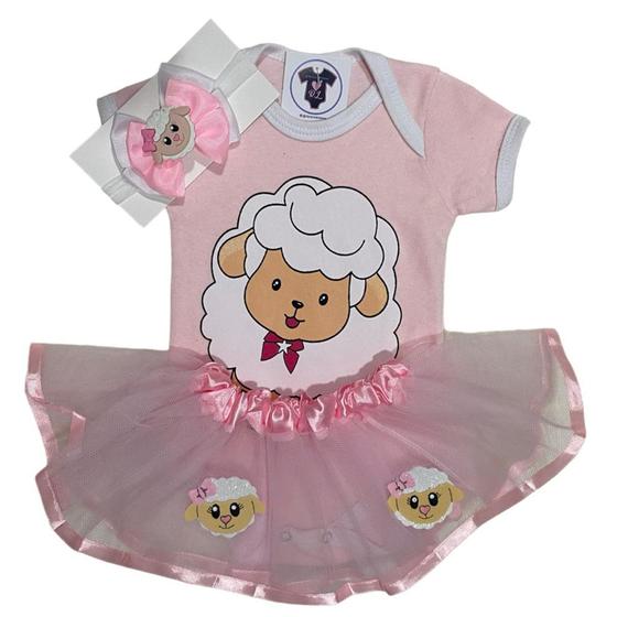 Imagem de Body Bebe Menina - Ovelhinha+ Tule + Laço- TEMÁTICO (FAZENDINHA)