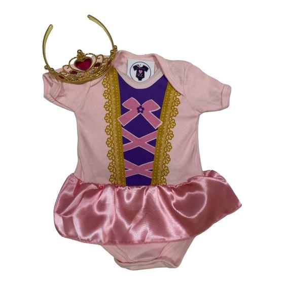 Imagem de Body Bebê Menina Princesa  AURORA + Coroa + Saia Tutu - Mesversário Temático
