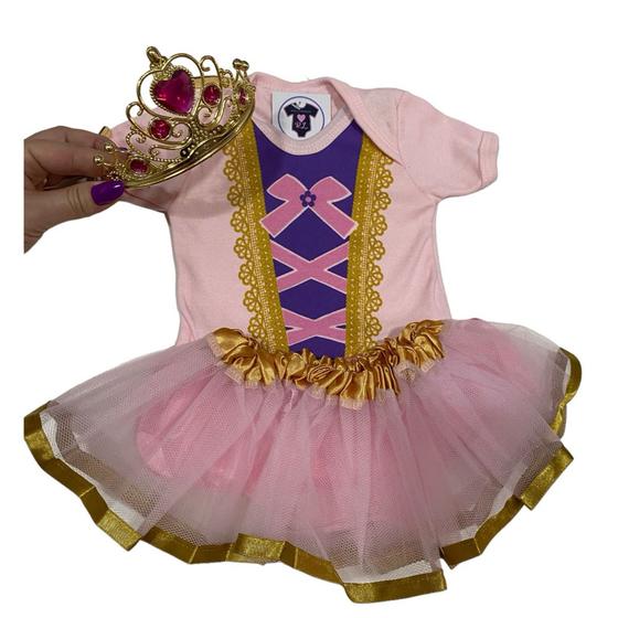 Imagem de Body Bebê Menina Princesa  + Coroa + Saia Tutu - Mesversário Temático