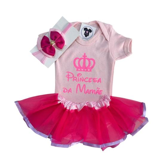 Imagem de Body Bebe Menina - Princesa da Mamãe + Tutu + Laço - Temático