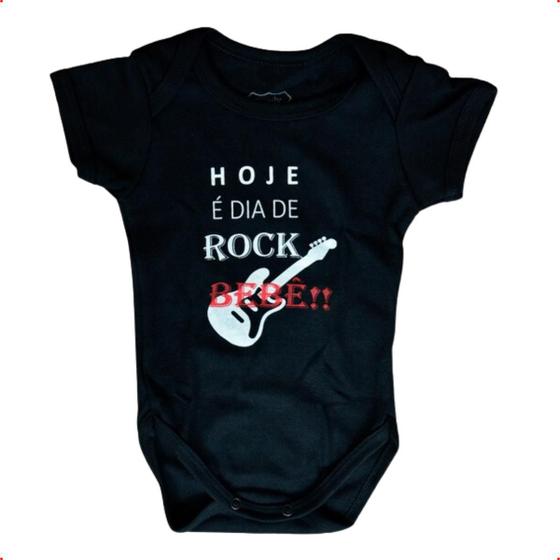 Imagem de Body Bebê Mesversário Temático Hoje é dia de Rock, Bebê Enxoval Rock menino menina