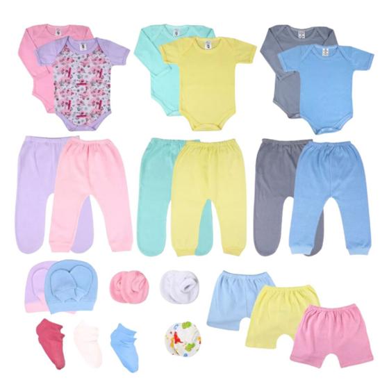 Imagem de Body Bebê+mijão Liso E Estampado Kit C/28 Roupa Bebê Atacado