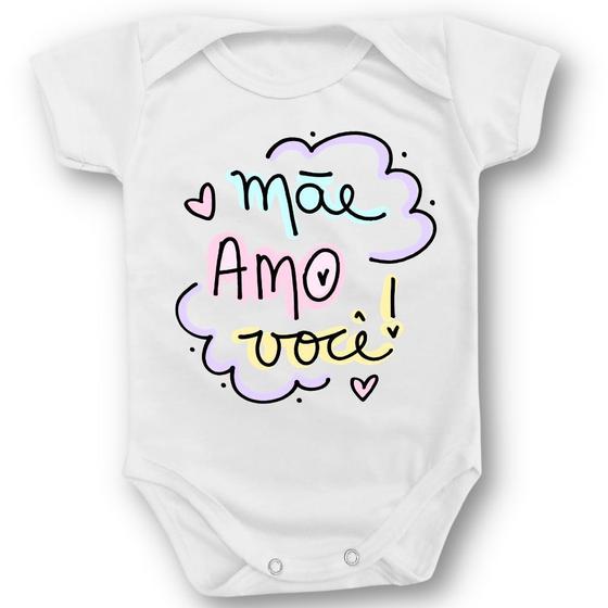 Imagem de Body Bebê Personalizado Mãe Amo Você Temático Menino Menina