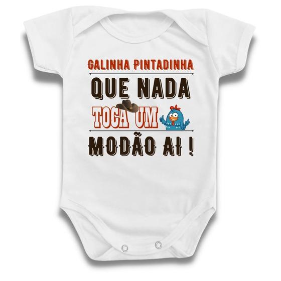 Imagem de Body Bebê Temático Galinha Pintadinha Modão Musica Sertanejo