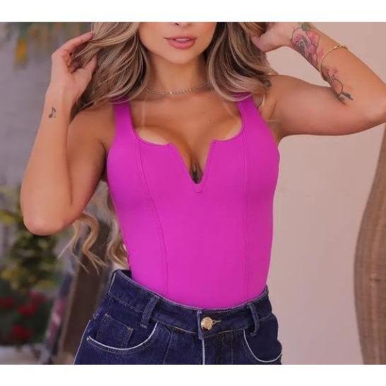 Imagem de Body blusa feminina decote V alça larga