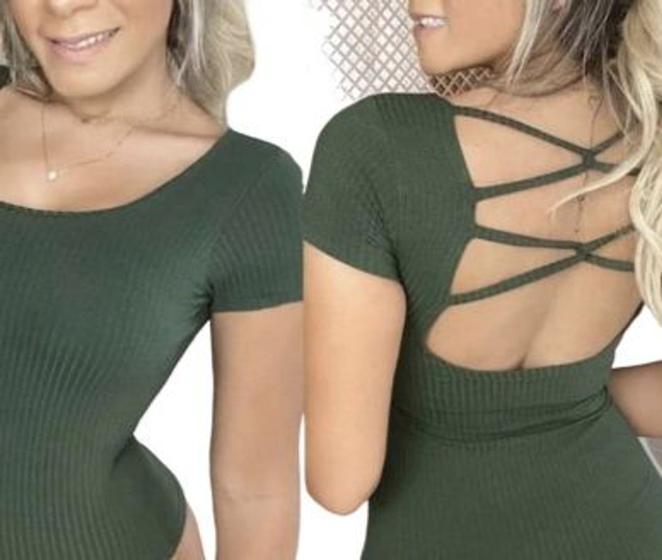 Imagem de Body blusa feminino manga curta transpassada nas costas moda feminina