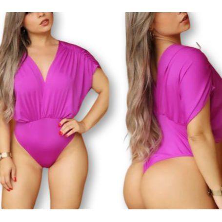 Imagem de Body blusa morcego drapeado elegante decote poliéster feminino