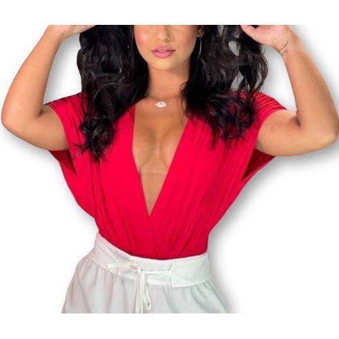 Imagem de Body blusa morcego drapeado elegante decote poliéster feminino