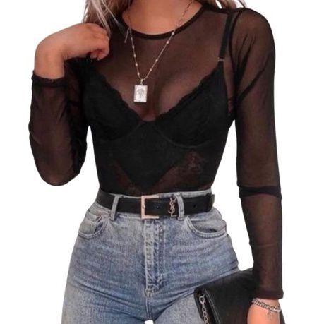 Body Blusa Tule Manga Longa Transparente Roupas Feminina Bt002 -   - Body Feminino - Magazine Luiza