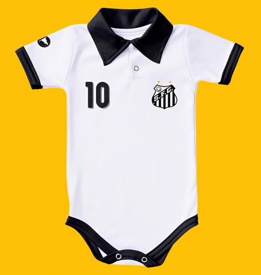 Imagem de Body Bori Bebê Infantil Santos Camisa Polo Time de Futebol Oficial Licenciado Torcida Baby