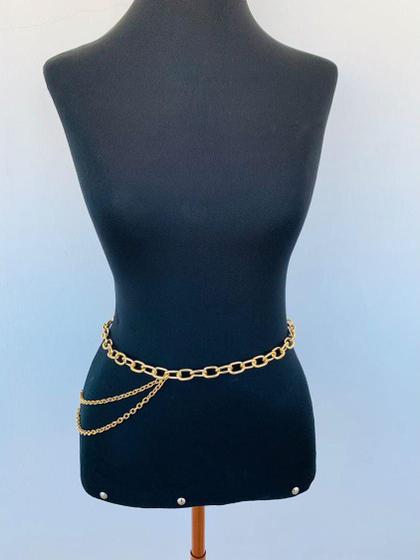 Imagem de Body chain Cinto de correntes dourado cinto duplo banhado a Ouro