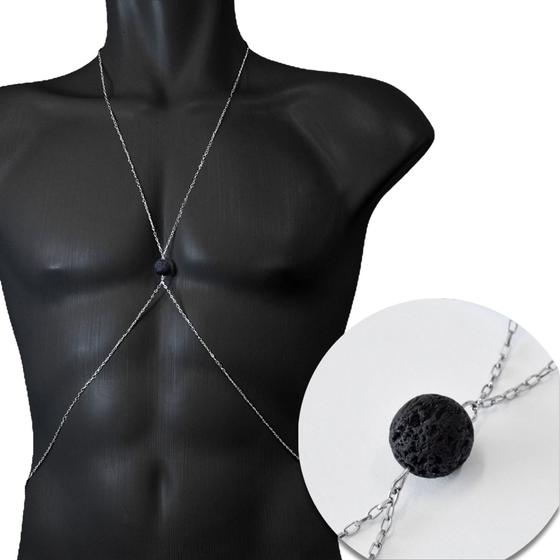 Imagem de Body Chain Masculino com Pedra Vulcânica