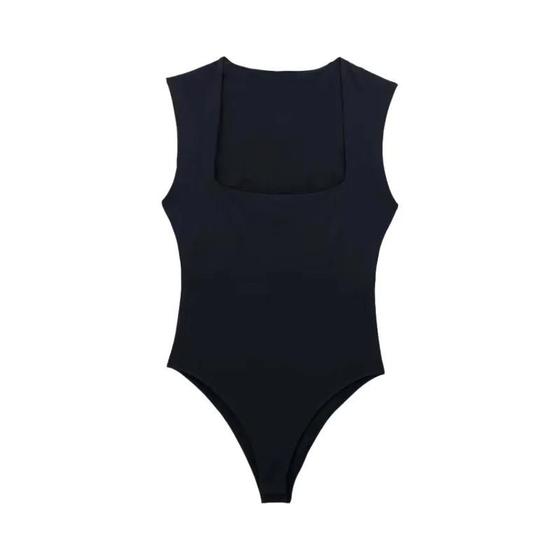 Imagem de Body Con Preto Sem Mangas - Gola Quadrada e Alças Largas - Lingerie Sexy para Verão 2023