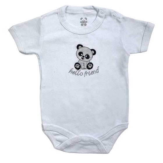 Imagem de Body curto bebê branco bordado panda hello friend