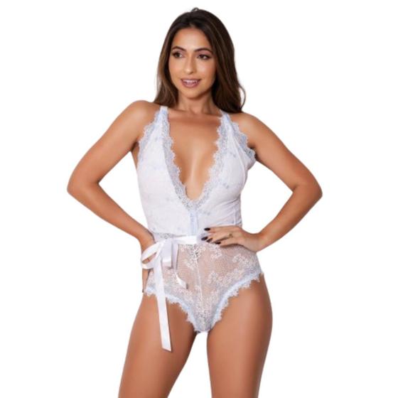 Imagem de Body De Renda Sem Bojo Decote Profundo Lingerie Feminino