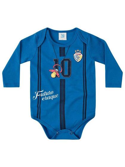 Body Divertido para Bebê Marlan Longa Jogador Futebol Copa Azul Menor preço em Body Divertido para Bebê Marlan Longa Jogador Futebol Copa Azul